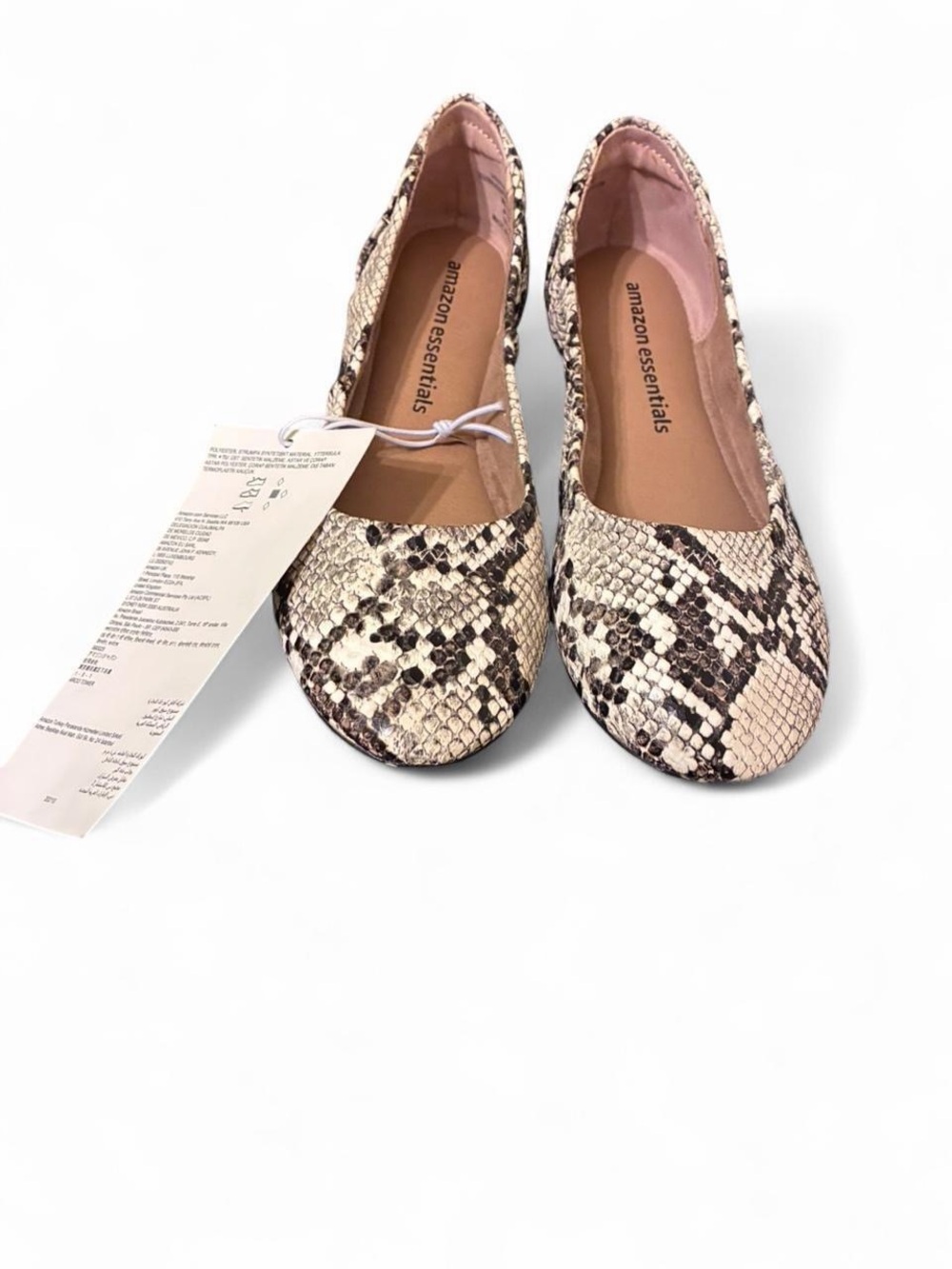 Amazon Essentials Women's Snake-Print Ballet Flats in Beige and Brown
